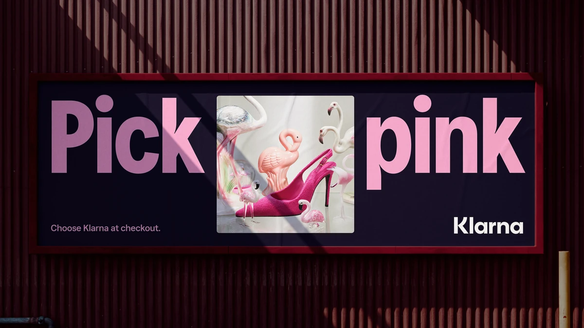 Klarna billboard: 'Pick pink' with a shoe