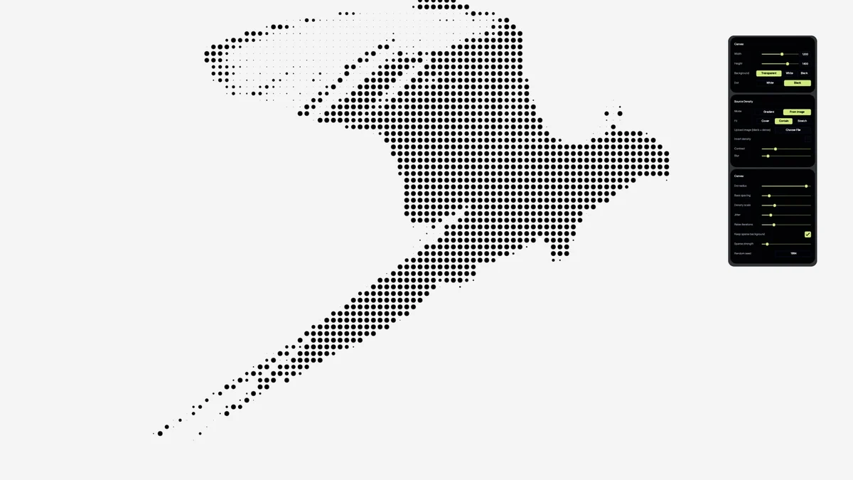 Rastervogel van stippen naast een telefoon-UI