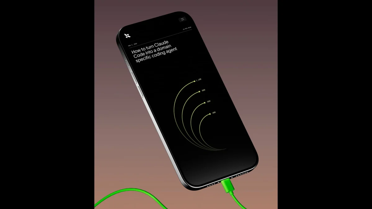 Hand met een telefoon met een LangChain-scherm boven een verloop