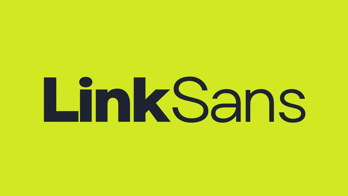 Link Sans type specimen on lime