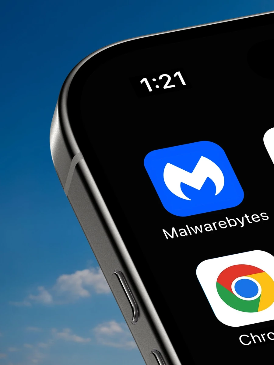 Beginscherm van een telefoon met het Malwarebytes-app-icoon