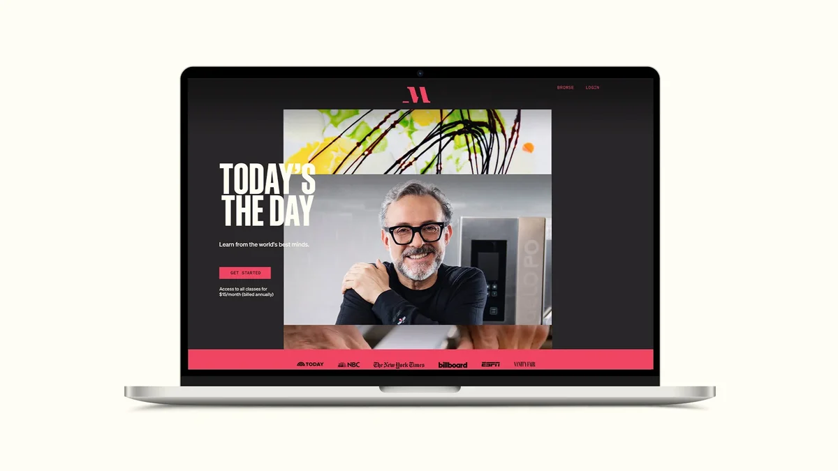 MasterClass site on a laptop