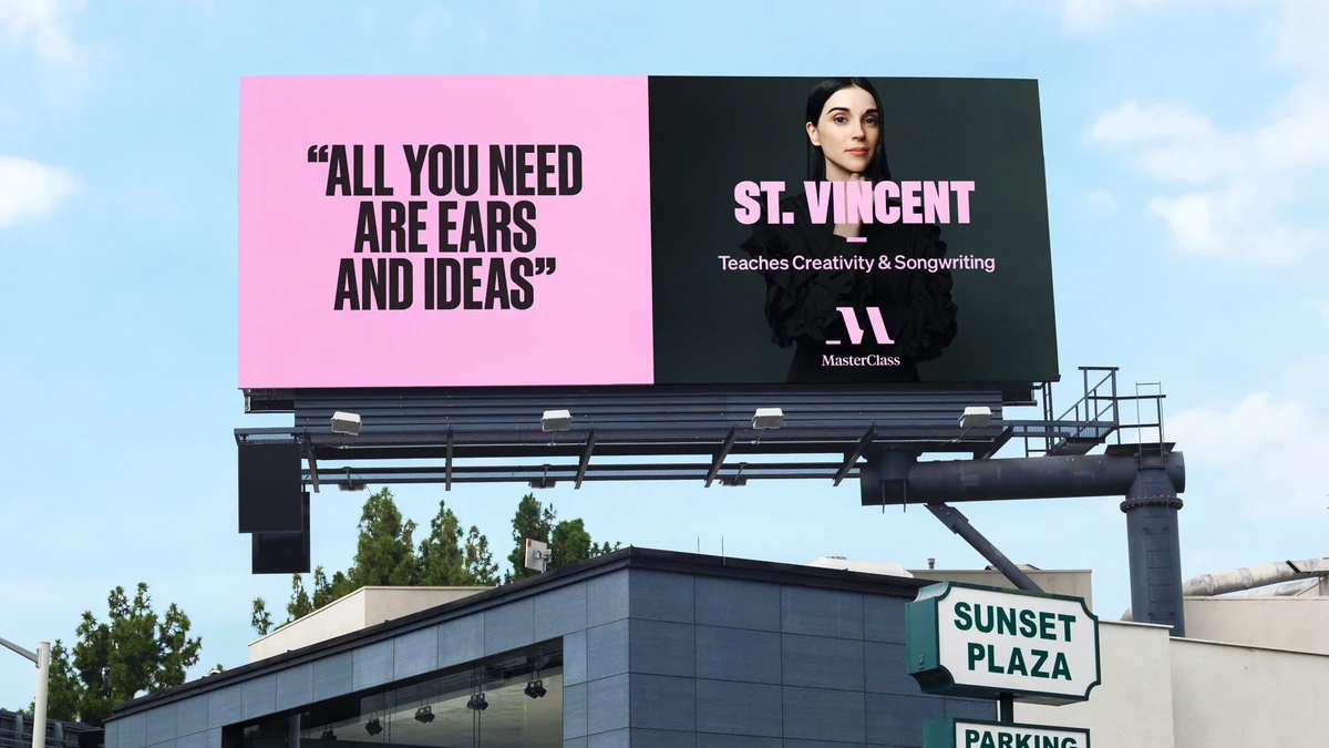 MasterClass billboard with an instructor quote