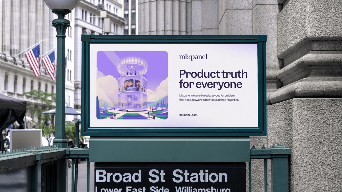 Mixpanel-reclame op station Broad St: 'Product truth for everyone'