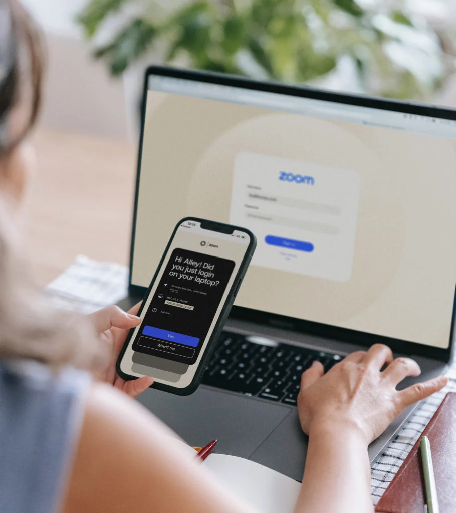 Okta sign-in on laptop and phone