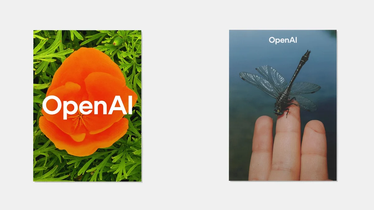 OpenAI posters with an orange flower and a hand