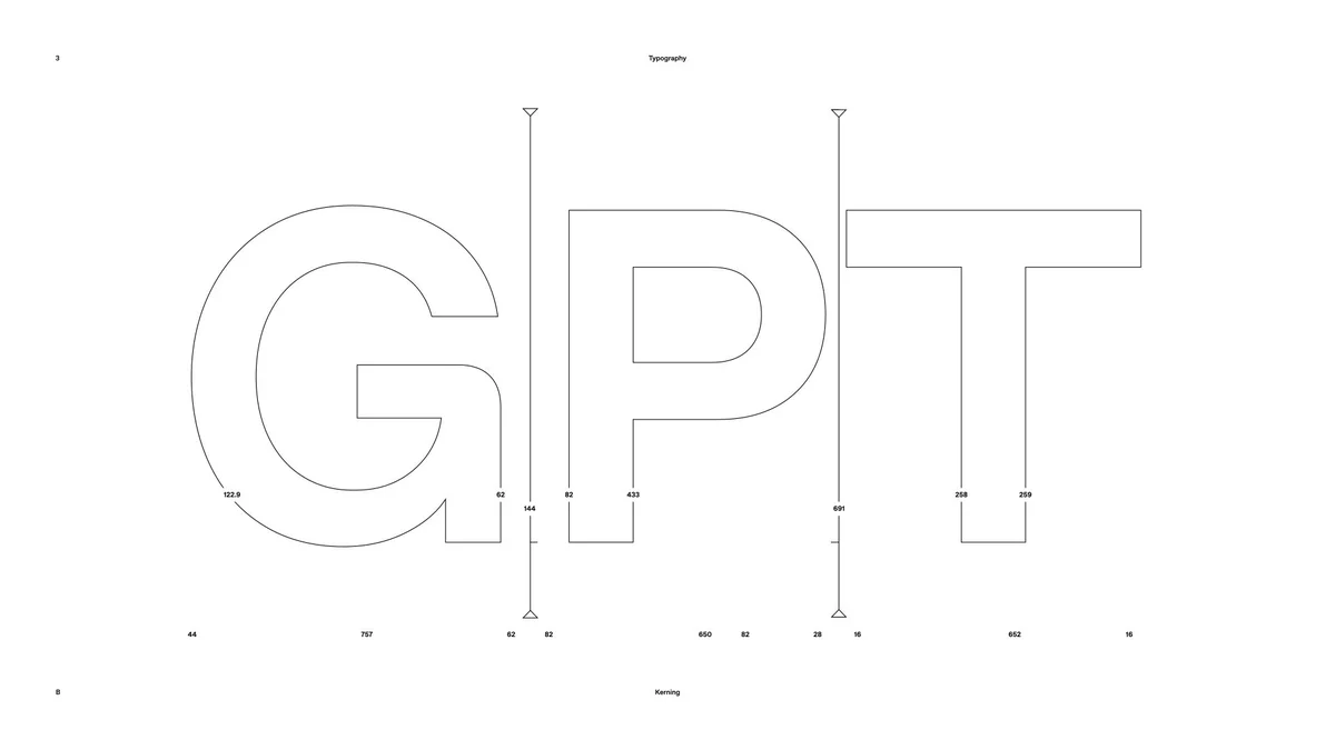'GPT' outlined letterform construction