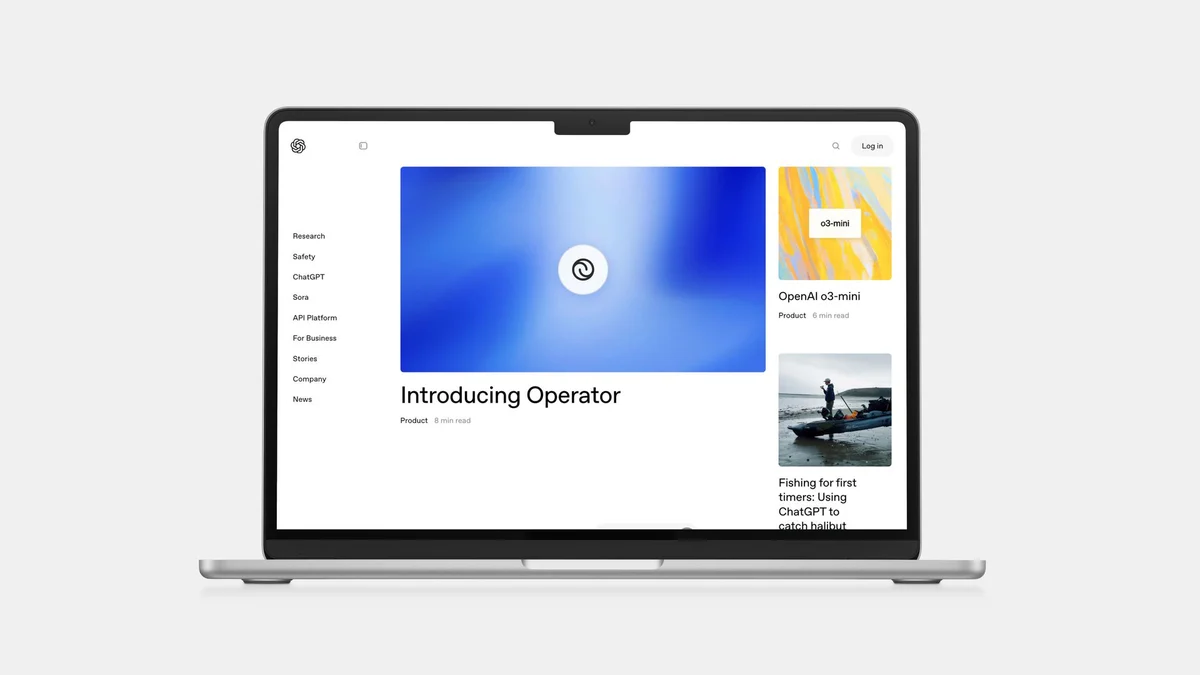Laptop showing the OpenAI site: 'Introducing Operator'