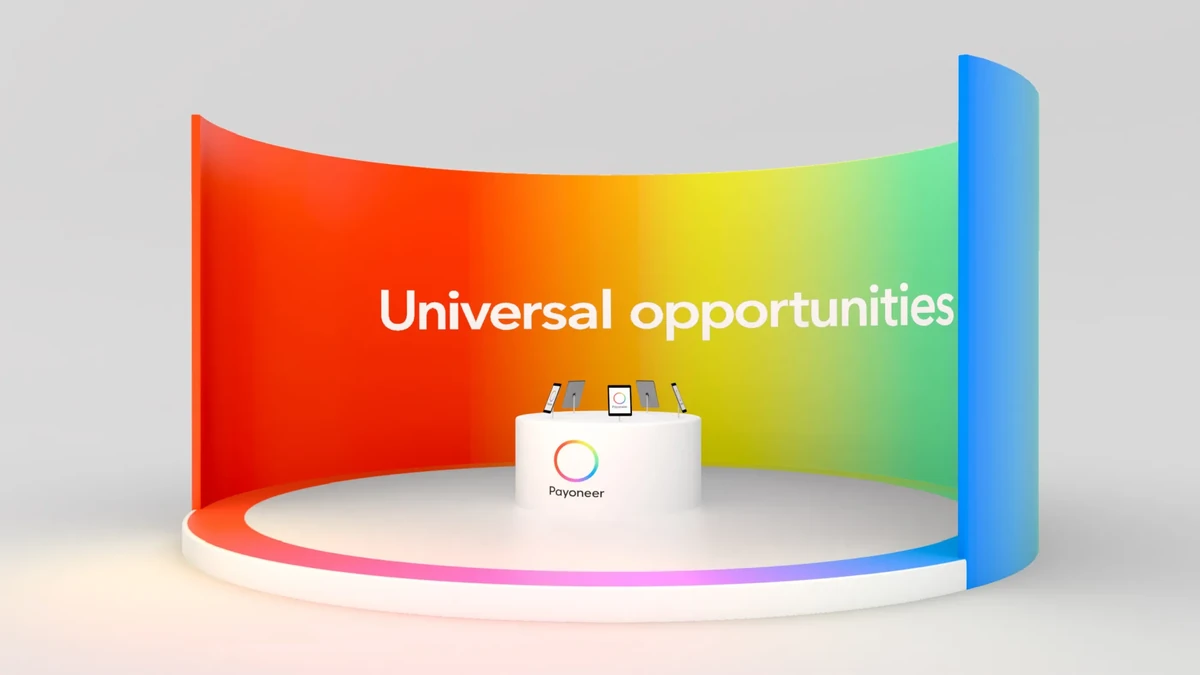 Payoneer 'Universal opportunities' rainbow stage set