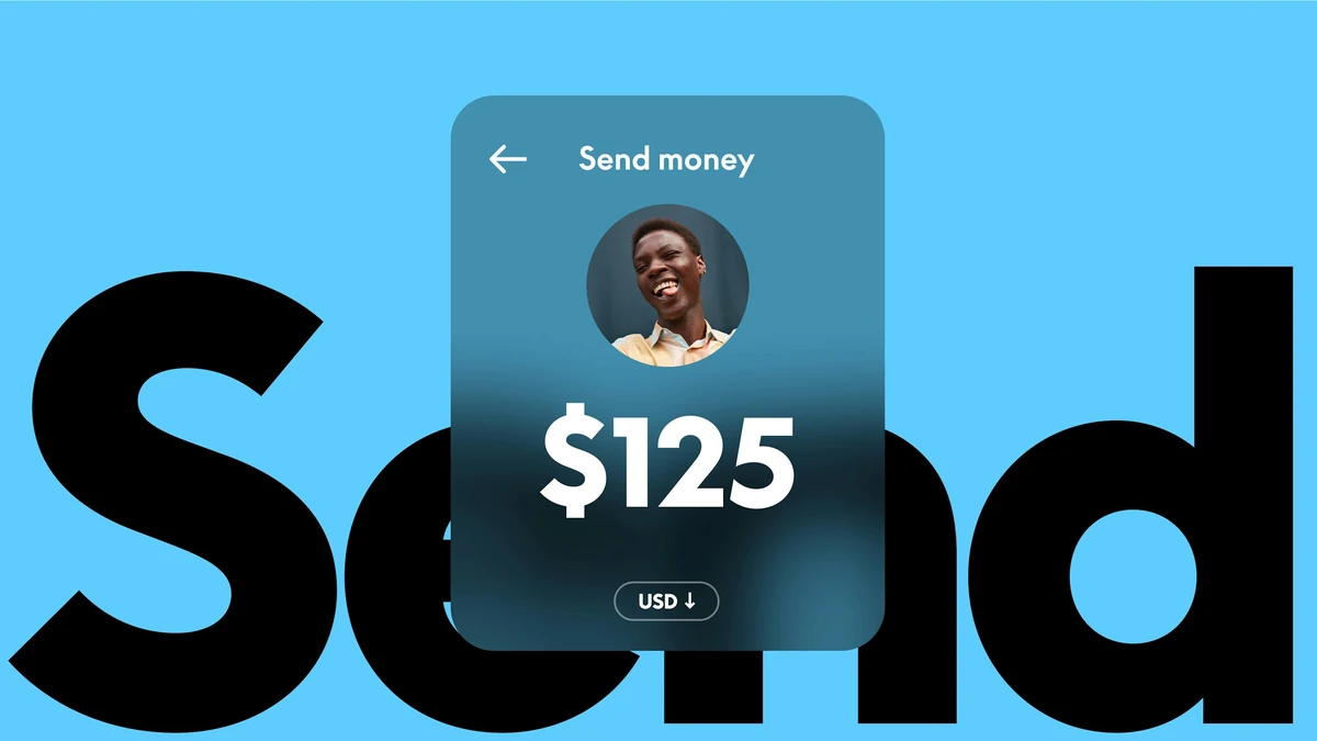 PayPal ad: 'Send' with a $125 payment card on blue