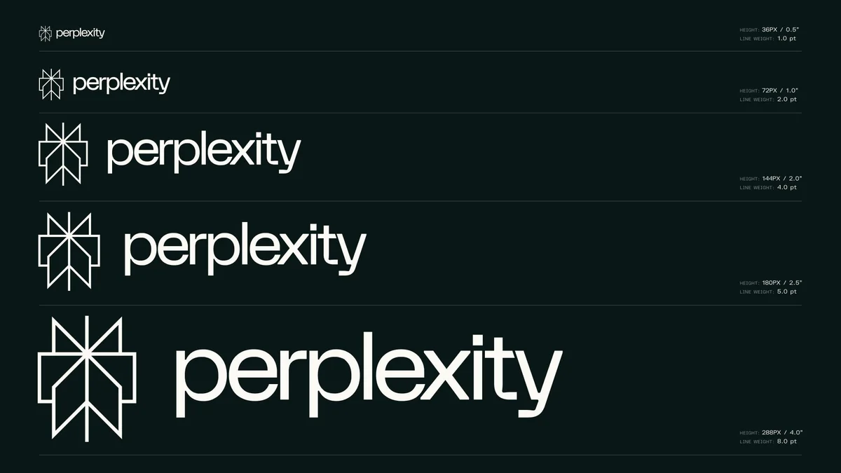 Perplexity-logo's in formaten op donkerturquoise