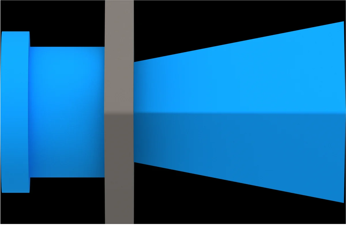 Geëxtrudeerde Pienso-3D-vorm in blauw op zwart