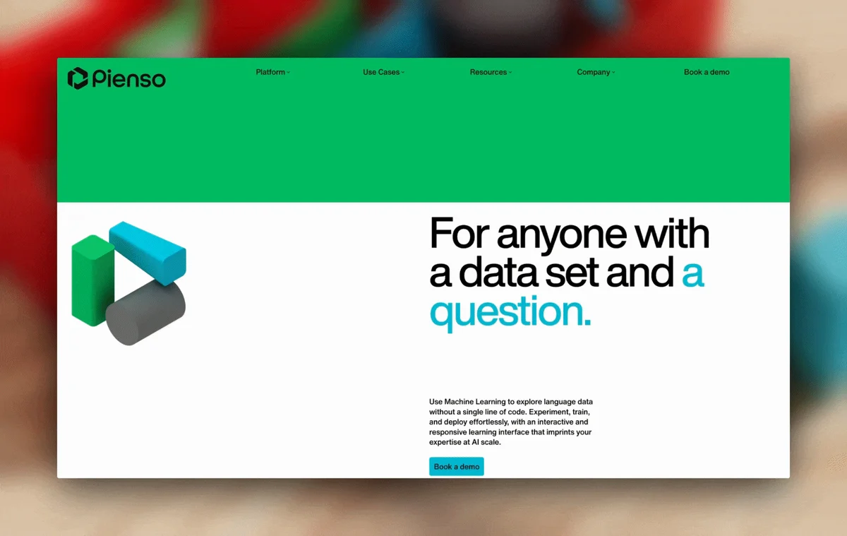 Pienso-site: 'For anyone with a data set and a question.'