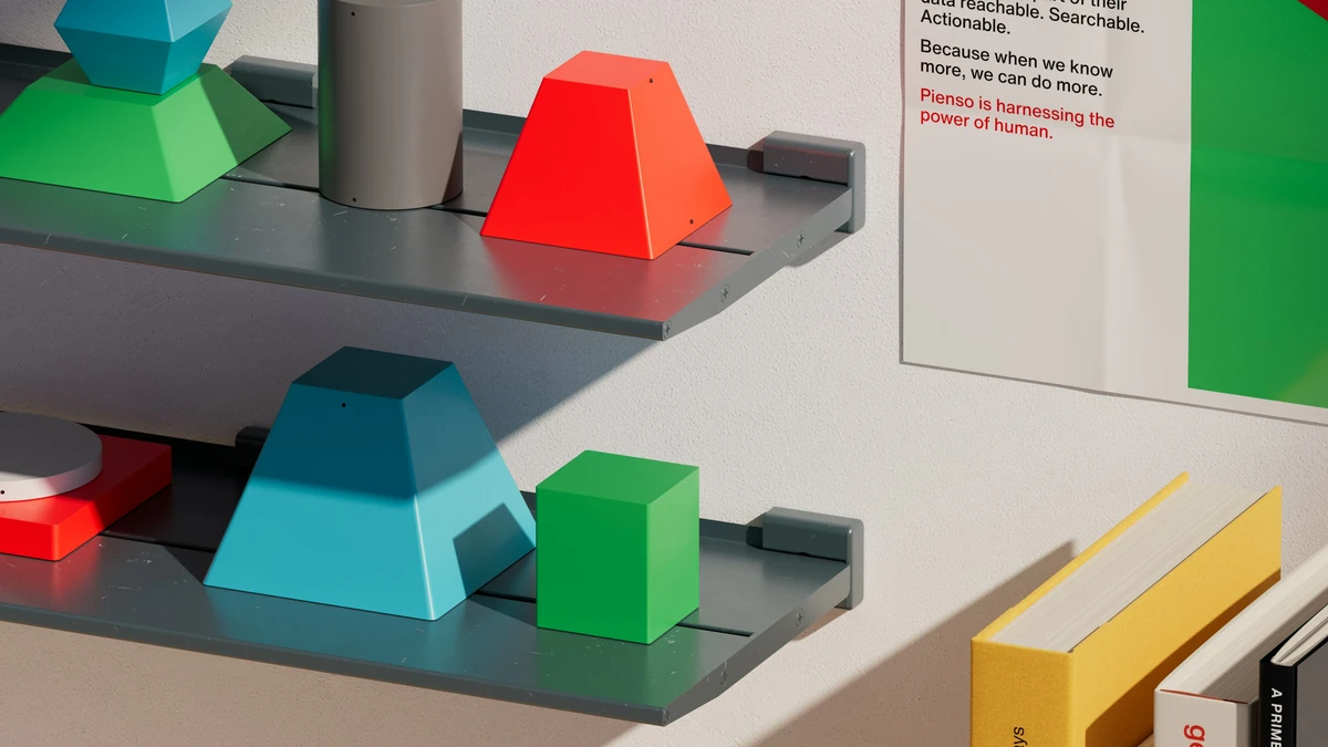 Pienso-3D-bouwblokken op een plank