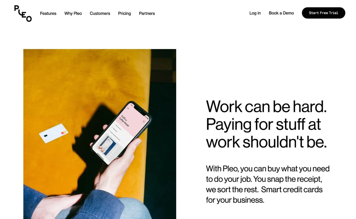 Pleo-website: 'Work can be hard. Paying for stuff at work shouldn't be.'