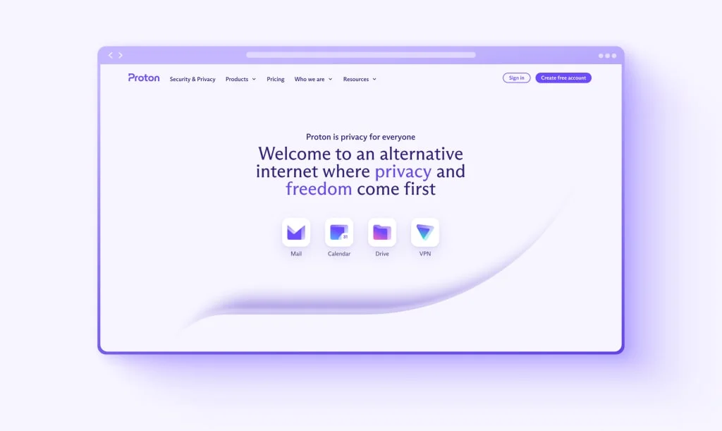 Proton website homepage