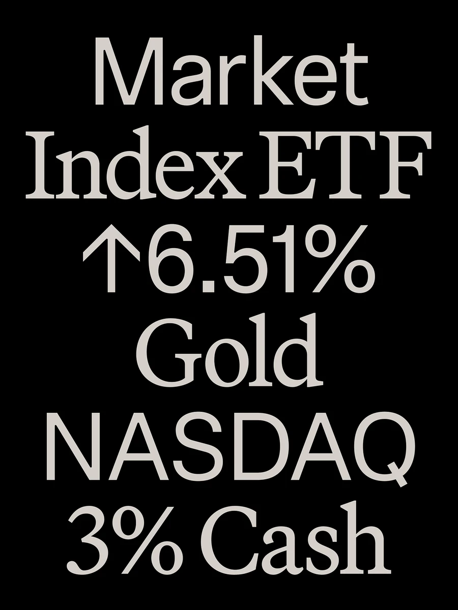 Robinhood typographic poster: 'Market Index ETF… Gold'