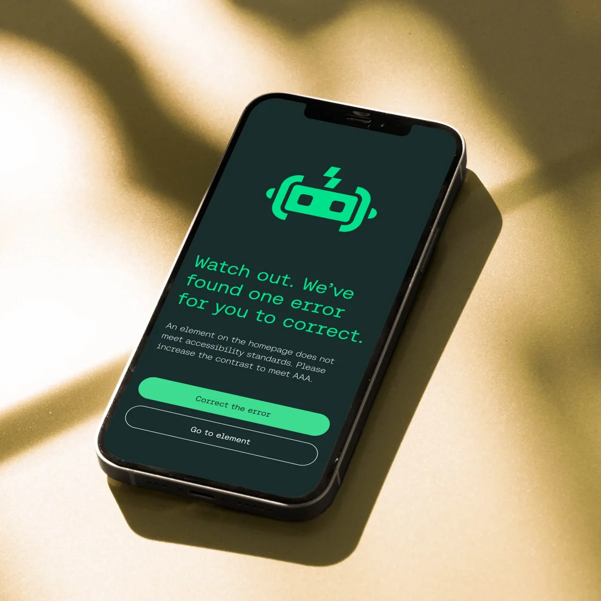 Phone showing a Sauce Labs screen in green