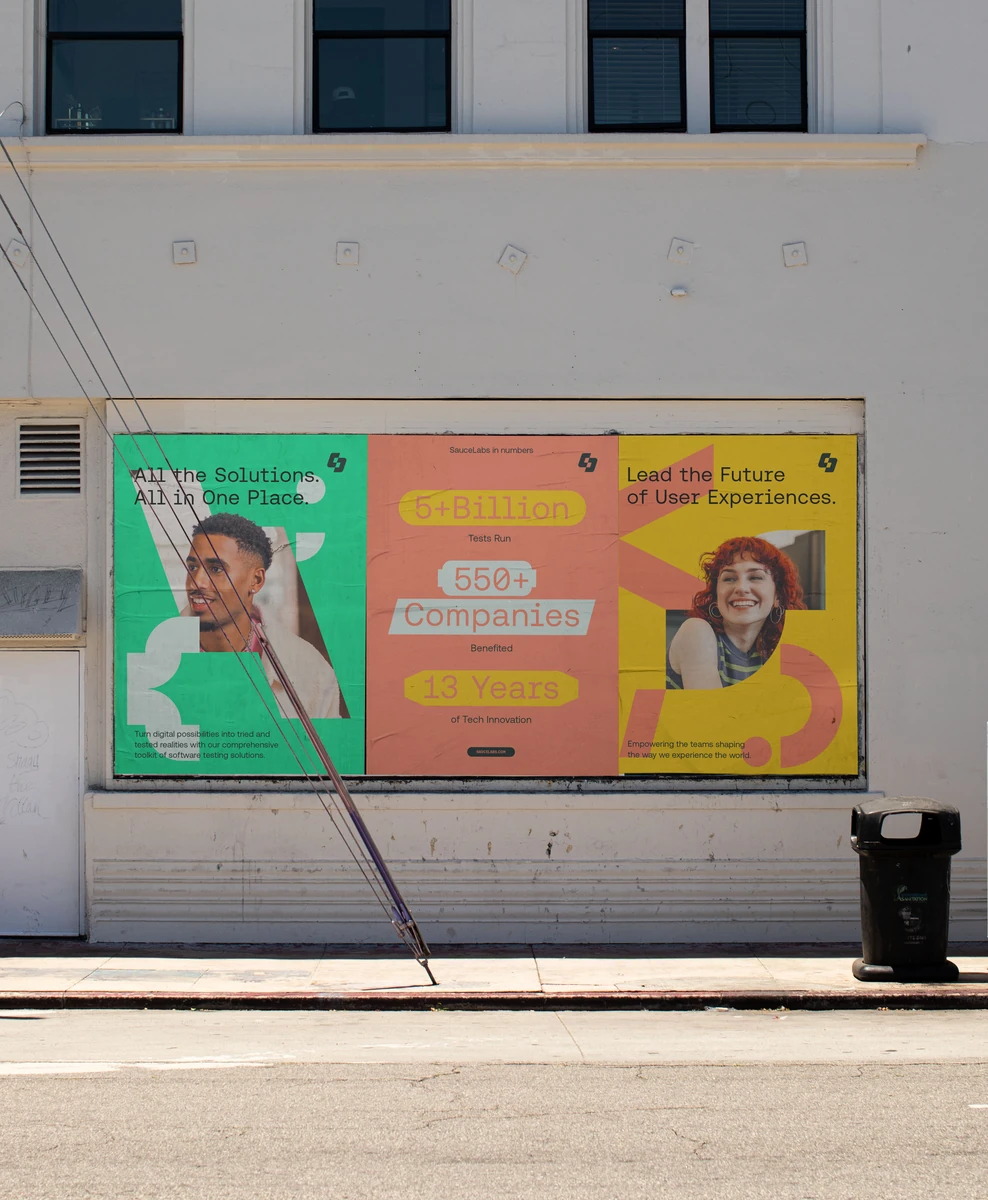 Sauce Labs poster on a city wall