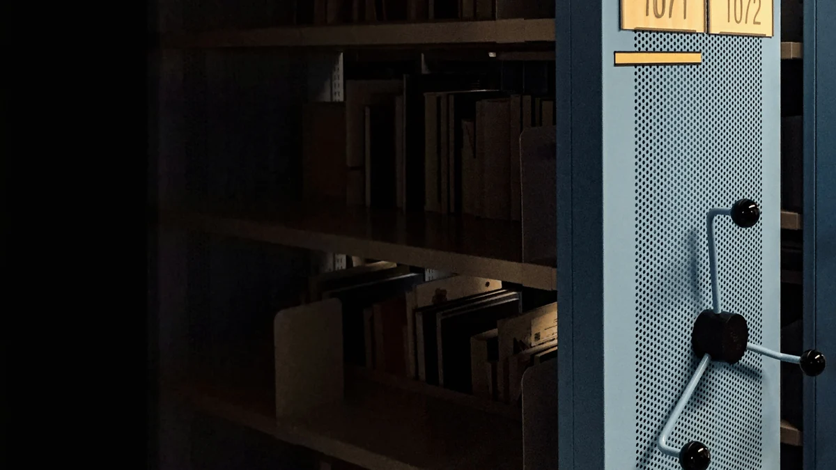 Scribd library-themed installation