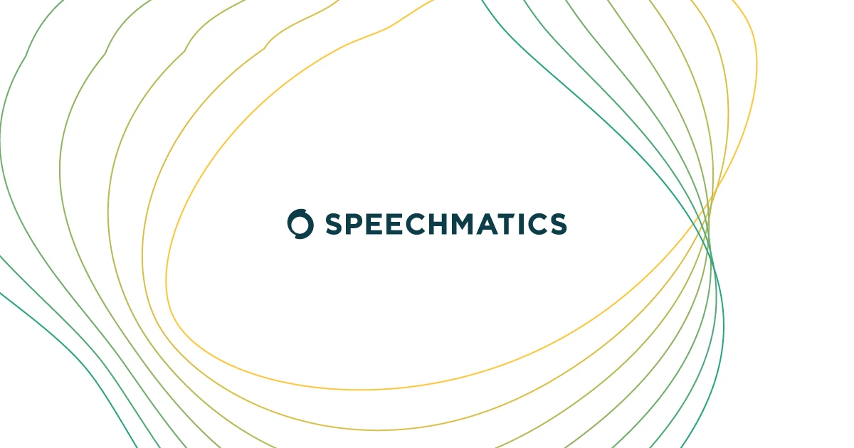 Speechmatics-woordmerk tussen vloeiende lijnen