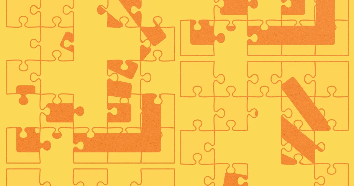 Yellow and orange puzzle-piece pattern from Stack Overflow's new identity