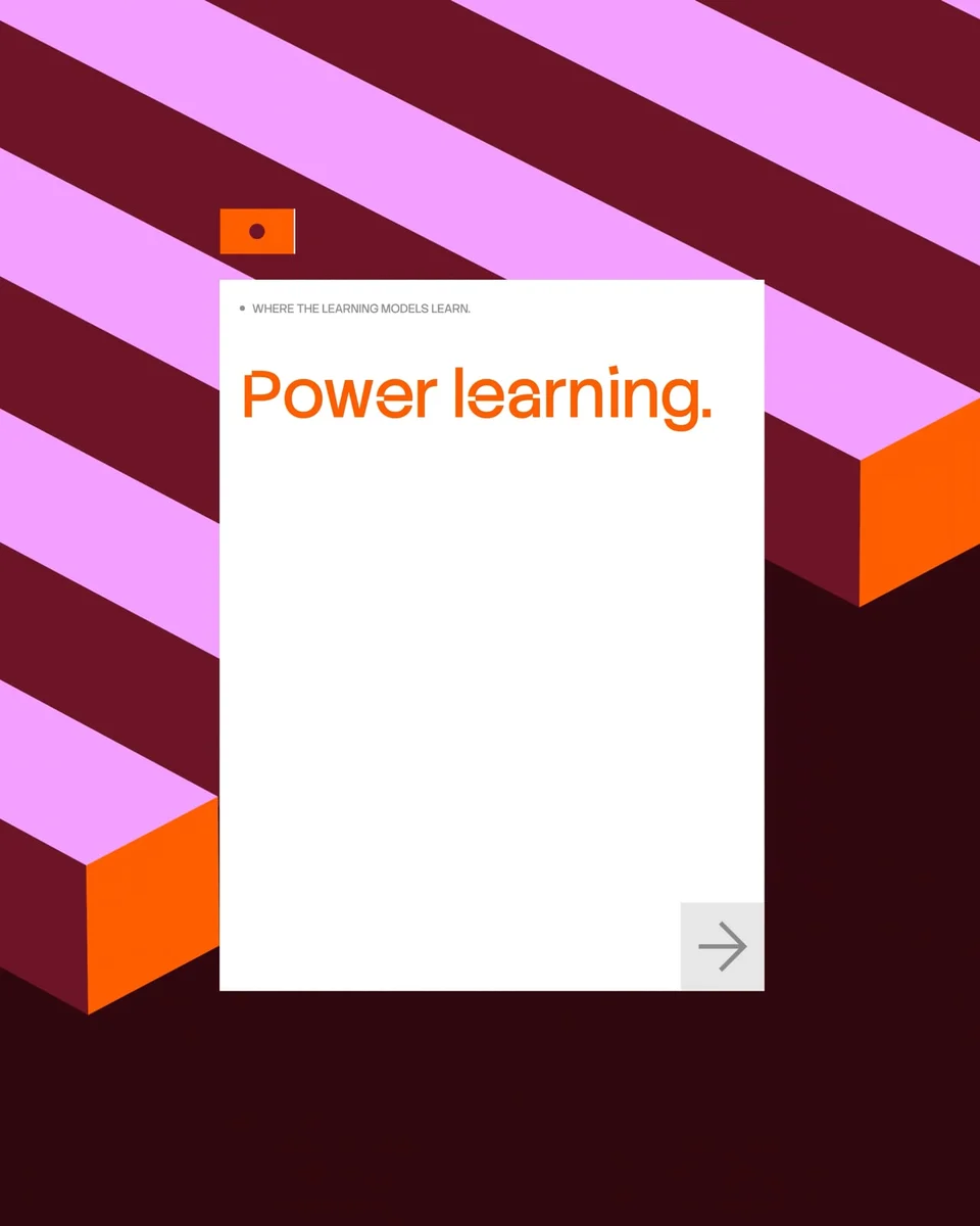 Stack Overflow poster: 'Power learning.' with pink and orange stripes