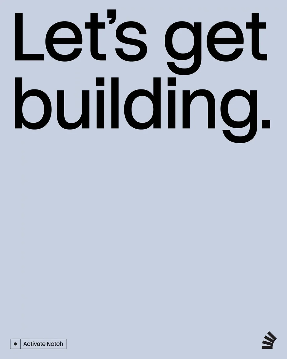 'Let's get building.' Stack Overflow poster on pale blue