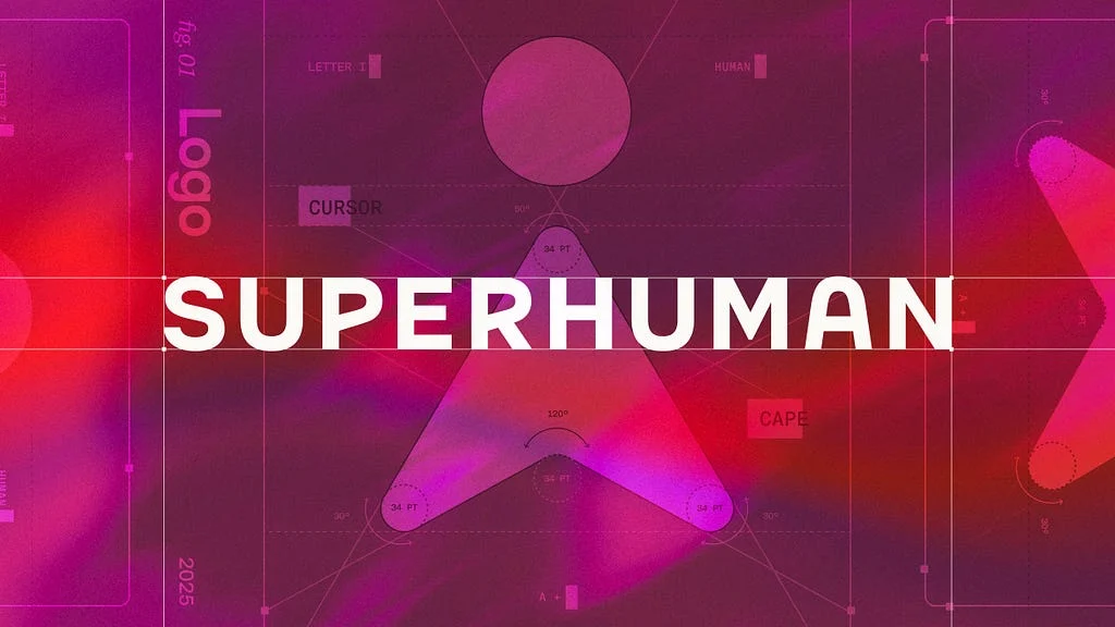 Superhuman wordmark on a magenta and purple gradient
