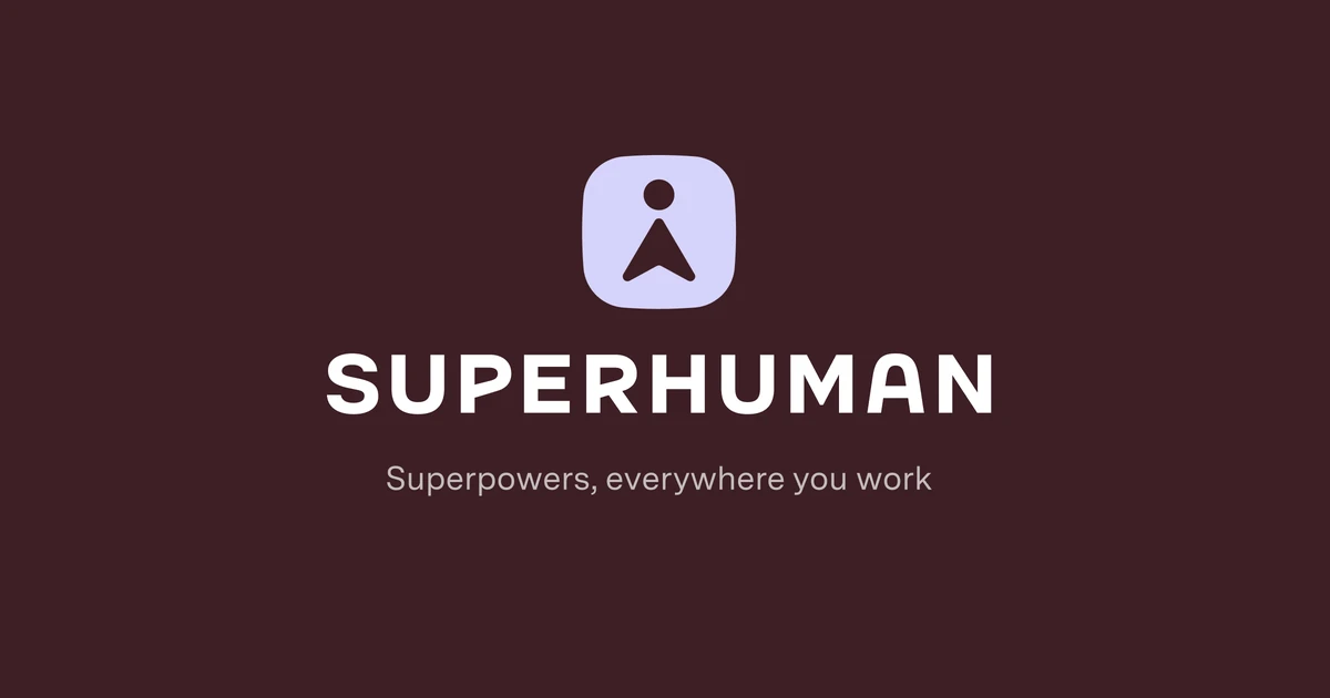 Superhuman lockup on dark maroon: 'Superpowers, everywhere you work'
