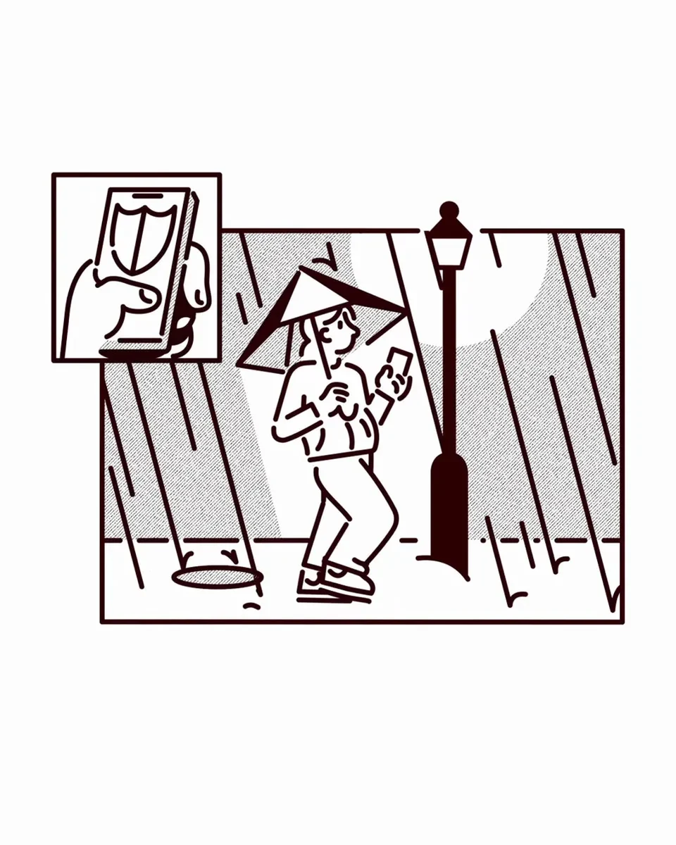 Talkspace line illustration of a person at a window