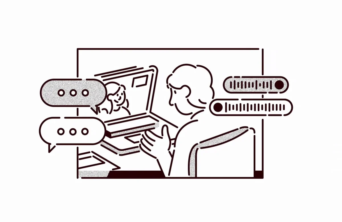 Talkspace line illustration of a conversation