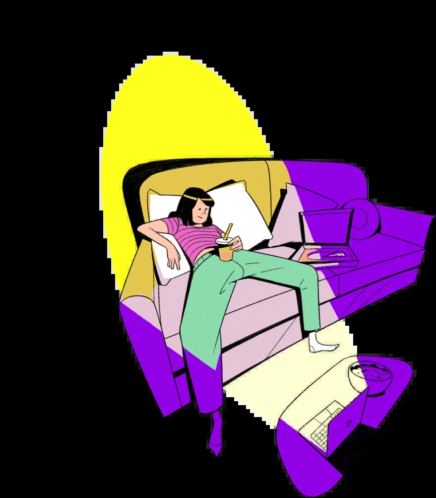 Tubi illustration of a character on a phone