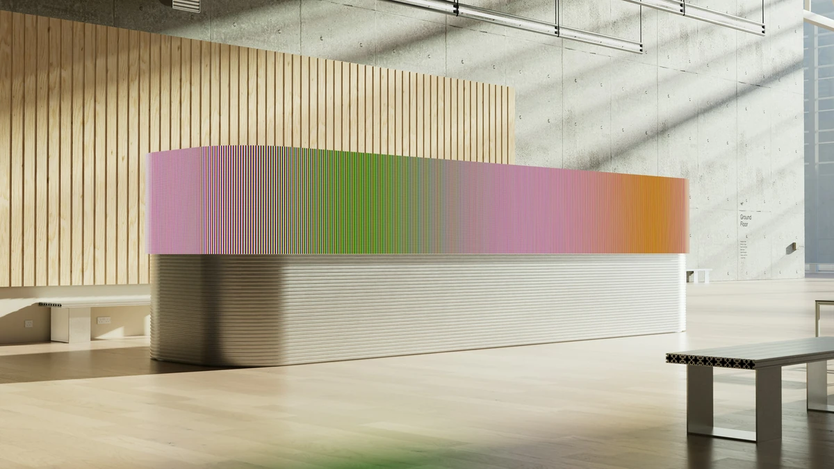 TwelveLabs gradient installation in a reception area