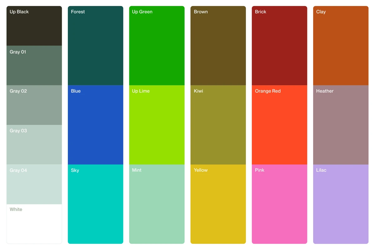 Upwork colour palette swatches