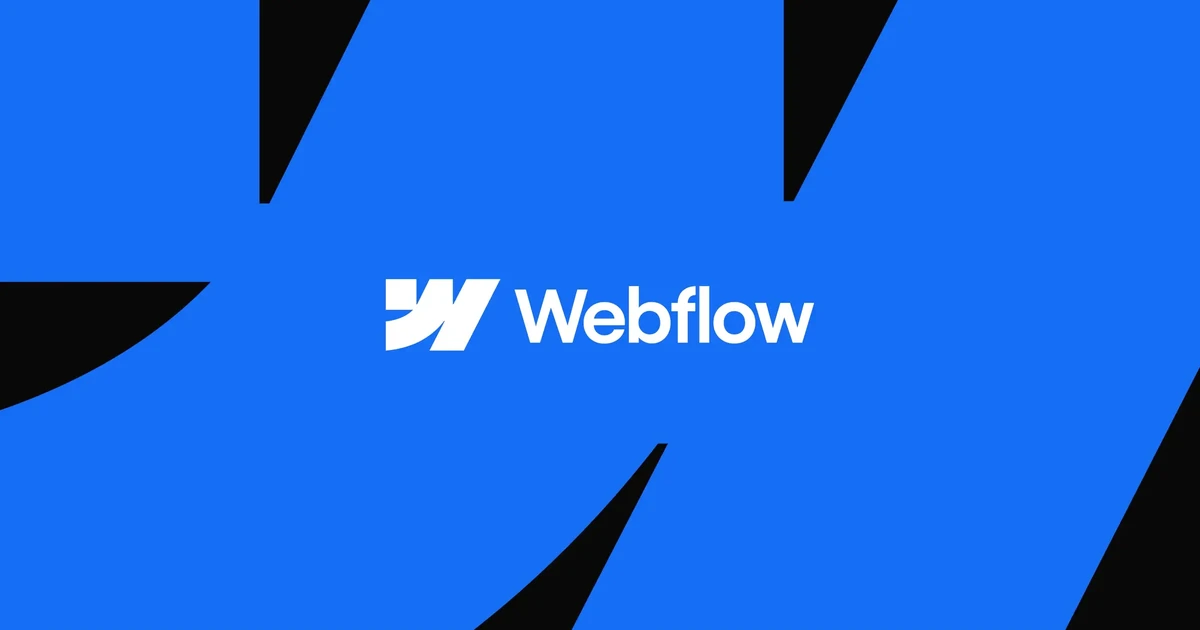 Webflow-logo op een blauwe merkafbeelding