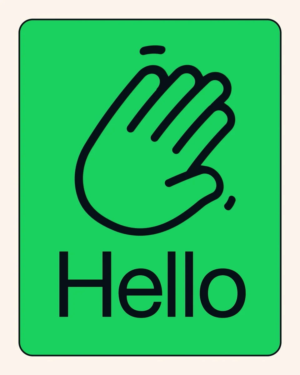 WhatsApp waving-hand 'Hello' icon in green