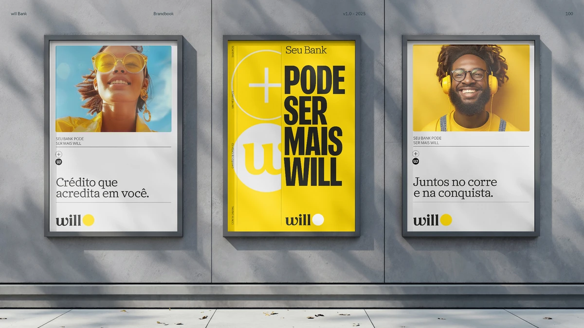 Will Bank-posters in een bushokje: 'Pode ser mais Will'