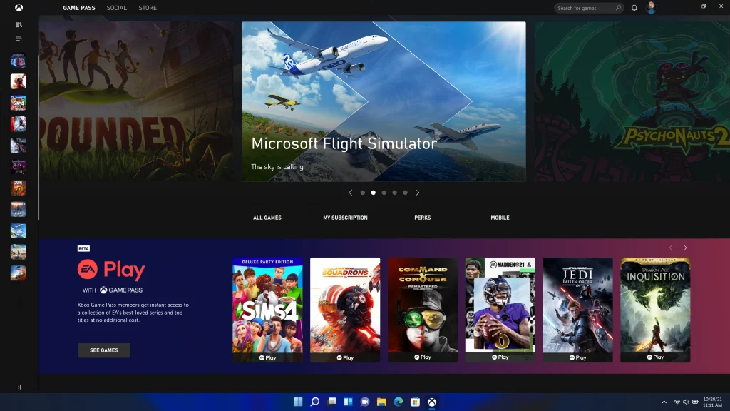 Windows 11 Xbox app in dark mode