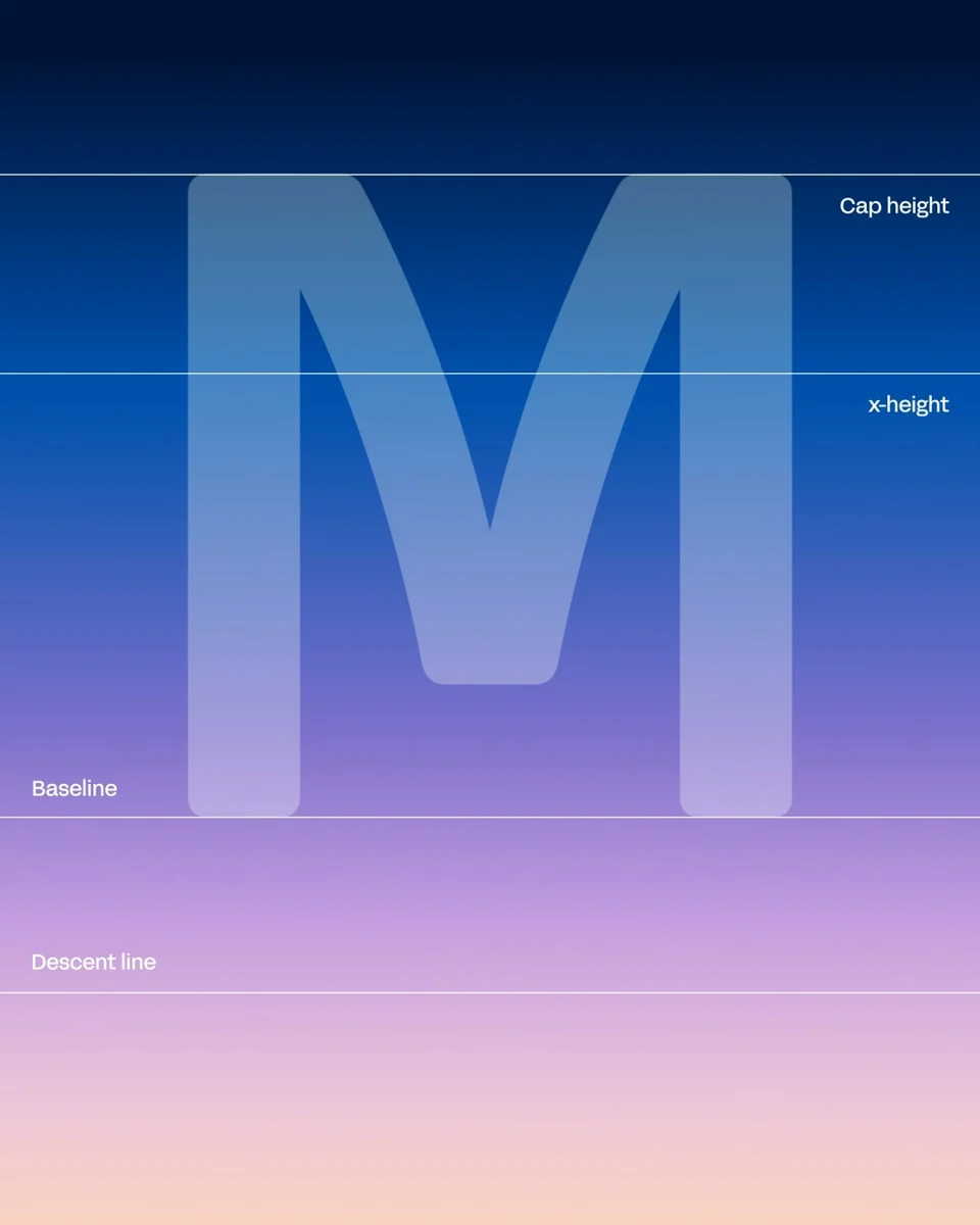 Large 'M' glyph from Workday Sans on a gradient