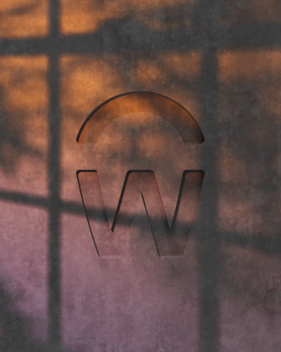 Workday W mark etched into frosted glass