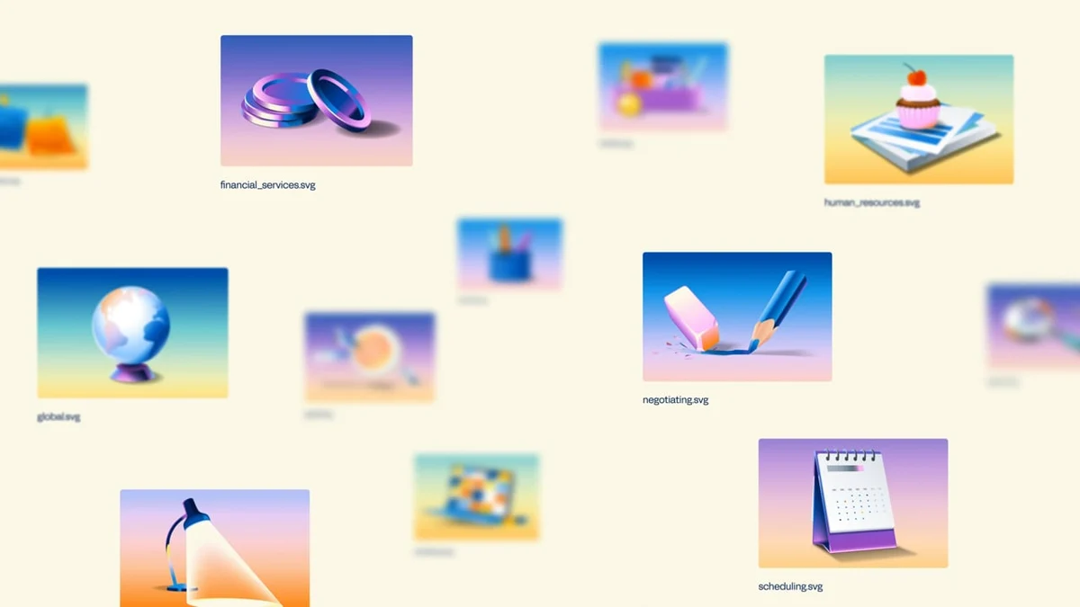 Workday illustration set on cream
