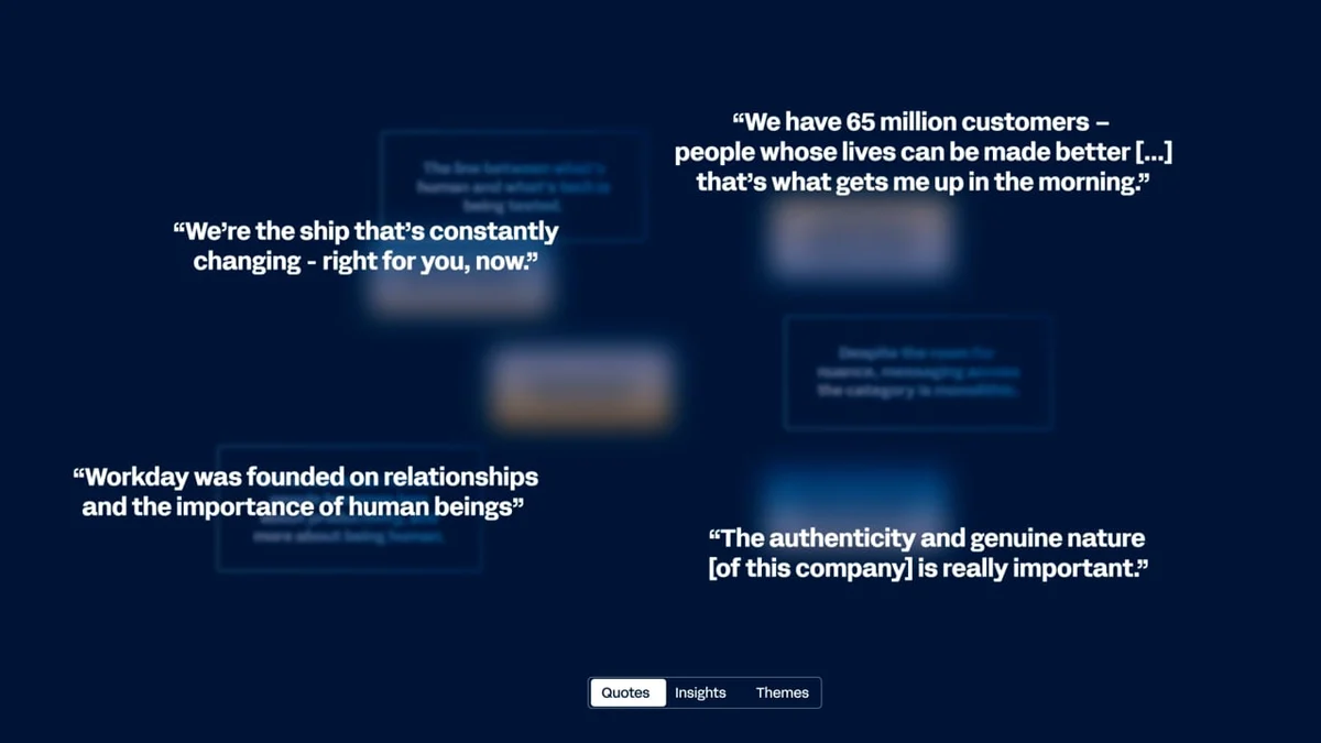 Workday customer quotes on dark blue