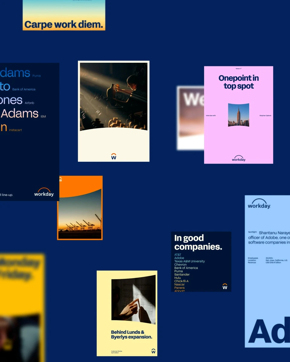 Workday collateral on dark blue