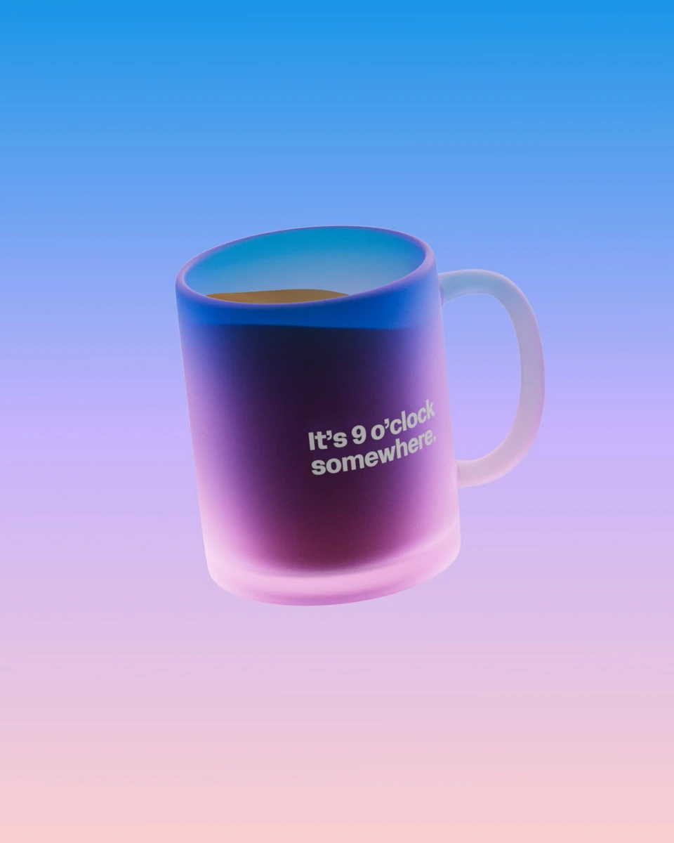 Workday mug on a sunrise gradient