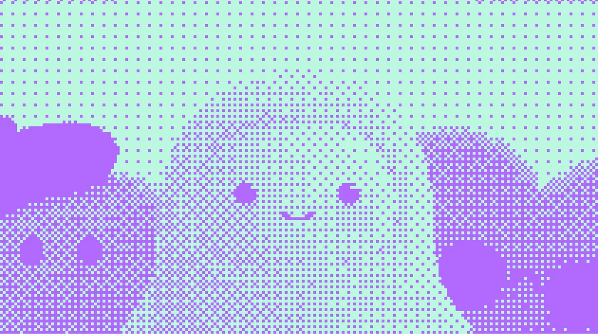 World-merkafbeelding in violet en groen